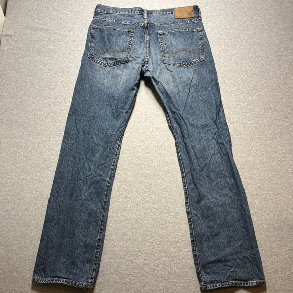 American Eagle Jeans Mens 32x34 Blue Relaxed Straight 100% Cotton (Meas 33x33) - Picture 7 of 11